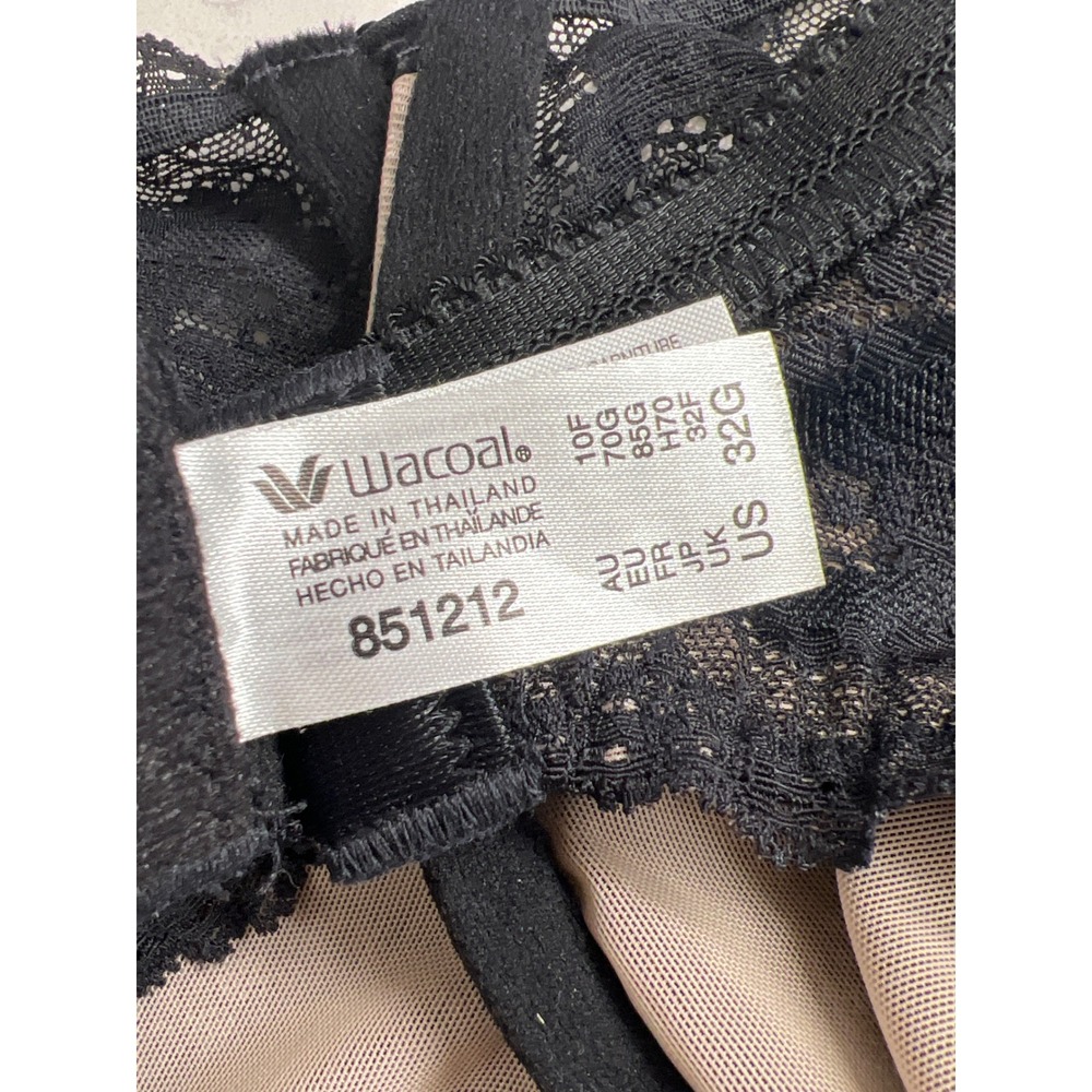 Wacoal‎ Retro Chic Full Figure Underwire Bra Black Lace 851212 US 32G